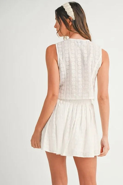 MABLE Eyelet Lace Top and Mini Skirt Set - UrbanNest Co