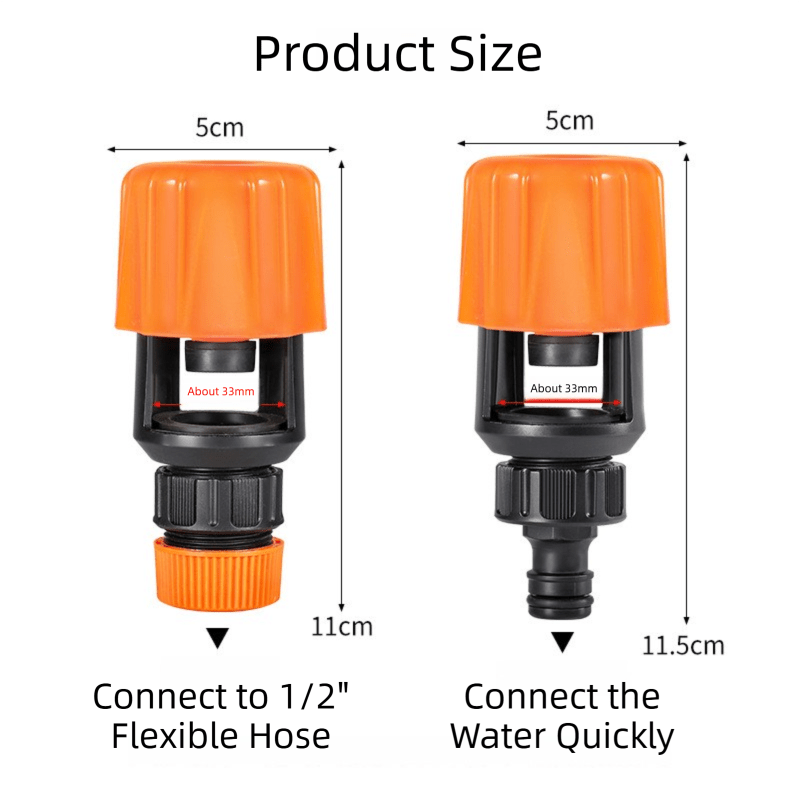 2 - Pack Orange Universal Quick Connector for Taps Up To 3.3CM WIth Leak - Proof Design - Kitchen & Bathroom Mixer Tap to Garden Hose Adapter - UrbanNest Co