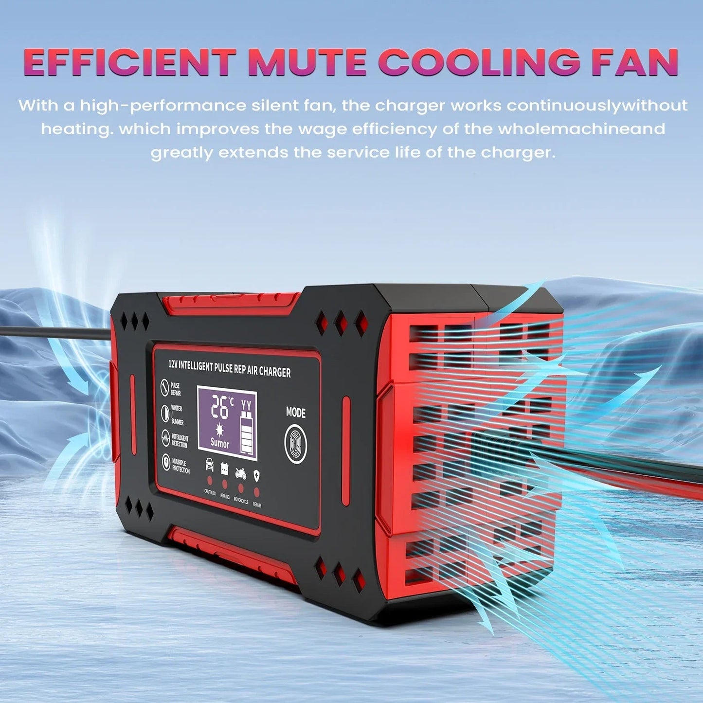 6A 12V Smart Car Battery Charger Lead - Acid Battery Red - UrbanNest Co