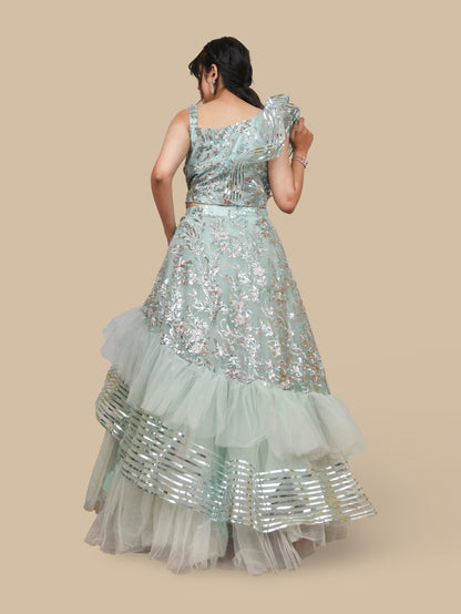 Sequins & Embroidered Lehenga Choli Set - UrbanNest Co