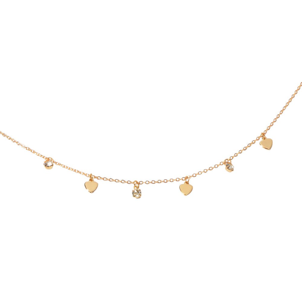 Gold Silver Chain Rhinestone Love Heart Disc Pendant Necklace Teens Party Gift - UrbanNest Co
