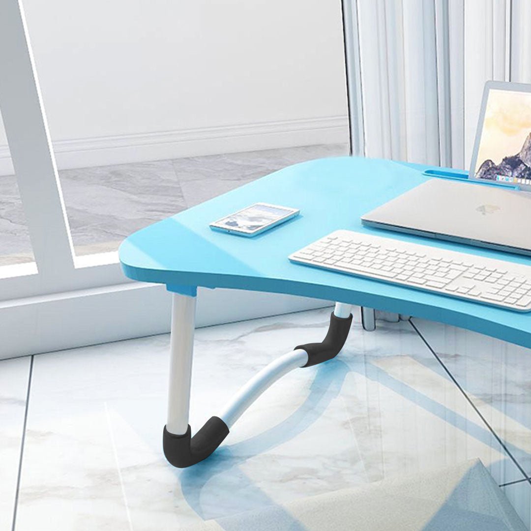 SOGA Blue Portable Bed Table Adjustable Foldable Bed Sofa Study Table Laptop Mini Desk with Notebook Stand Card Slot Holder Home Decor - UrbanNest Co