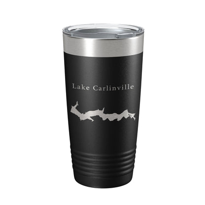 Lake Carlinville Map Tumbler Travel Mug Insulated Laser Engraved Coffee Cup Illinois 20 oz - UrbanNest Co
