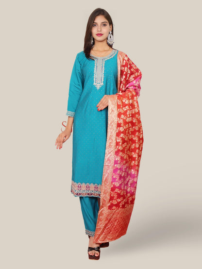Woman Straight Suit Set with Pant - Dupatta - UrbanNest Co