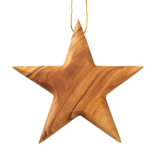 Stern Anhänger aus Olivenholz (8 cm) | Baumschmuck & stilvolle Weihnachtsdeko - UrbanNest Co