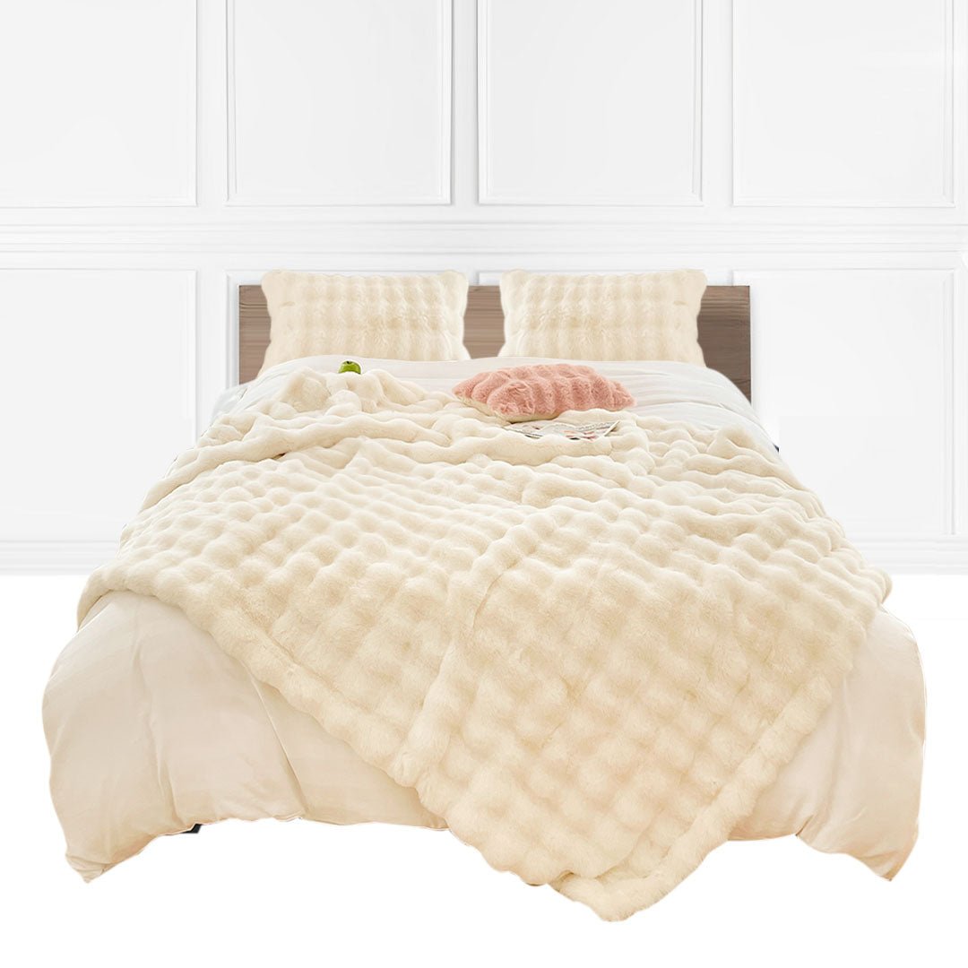 SOGA 200cm Creamy White Fur Fuzzy Super Soft and Cozy Fluffy Throw Blanket - UrbanNest Co