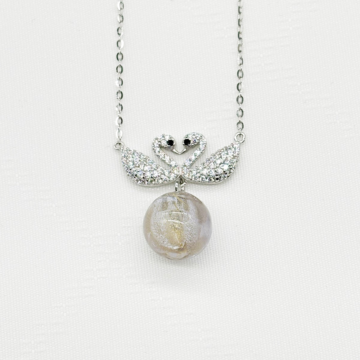 Sterling Silver Twin Swan Aroma Necklace - Gold Purple | Energy & Healing | Diffuse on the go - UrbanNest Co