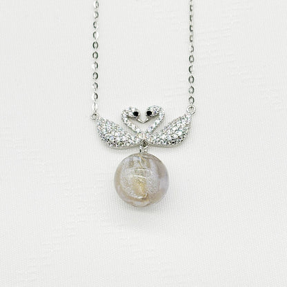 Sterling Silver Twin Swan Aroma Necklace - Gold Purple | Energy & Healing | Diffuse on the go - UrbanNest Co