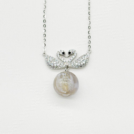 Sterling Silver Twin Swan Aroma Necklace - Gold Purple | Energy & Healing | Diffuse on the go - UrbanNest Co