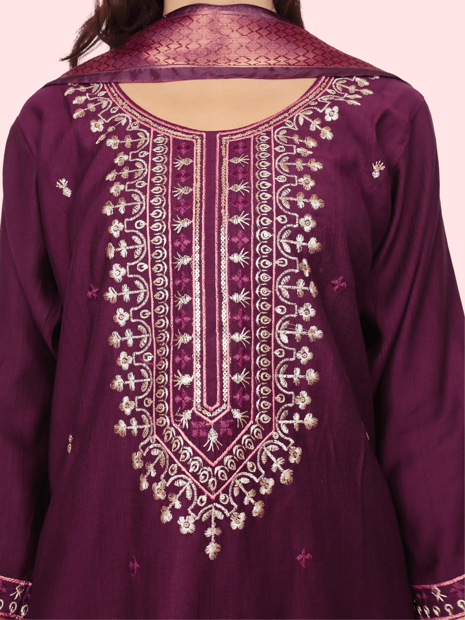 Rayon - Cotton Embroidered Straight Kurti with Pant and Dupatta - UrbanNest Co