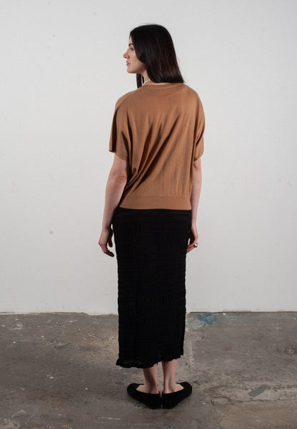 Pull col V à manches chauve souris femme en cachemire & laine ultrafin camel - KELLY 6 - UrbanNest Co