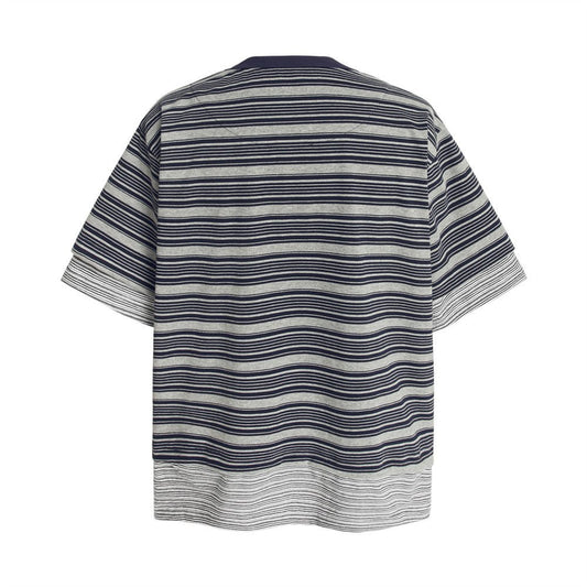 Splicing fake two striped short sleeves - UrbanNest Co