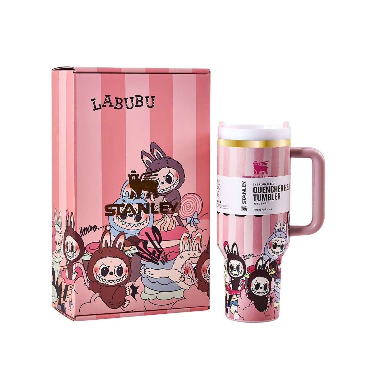 Stanley x Labubu Limited Edition Tumbler Pink Stripe Quencher - UrbanNest Co