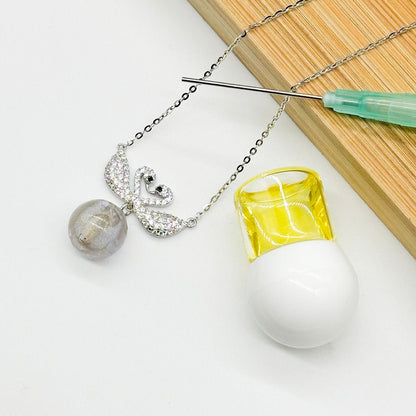 Sterling Silver Twin Swan Aroma Necklace - Gold Purple | Energy & Healing | Diffuse on the go - UrbanNest Co