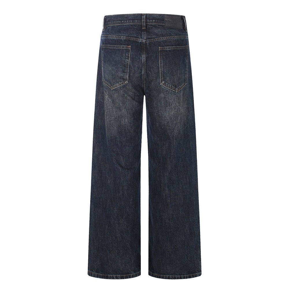 Grinding white washed denim pants - UrbanNest Co