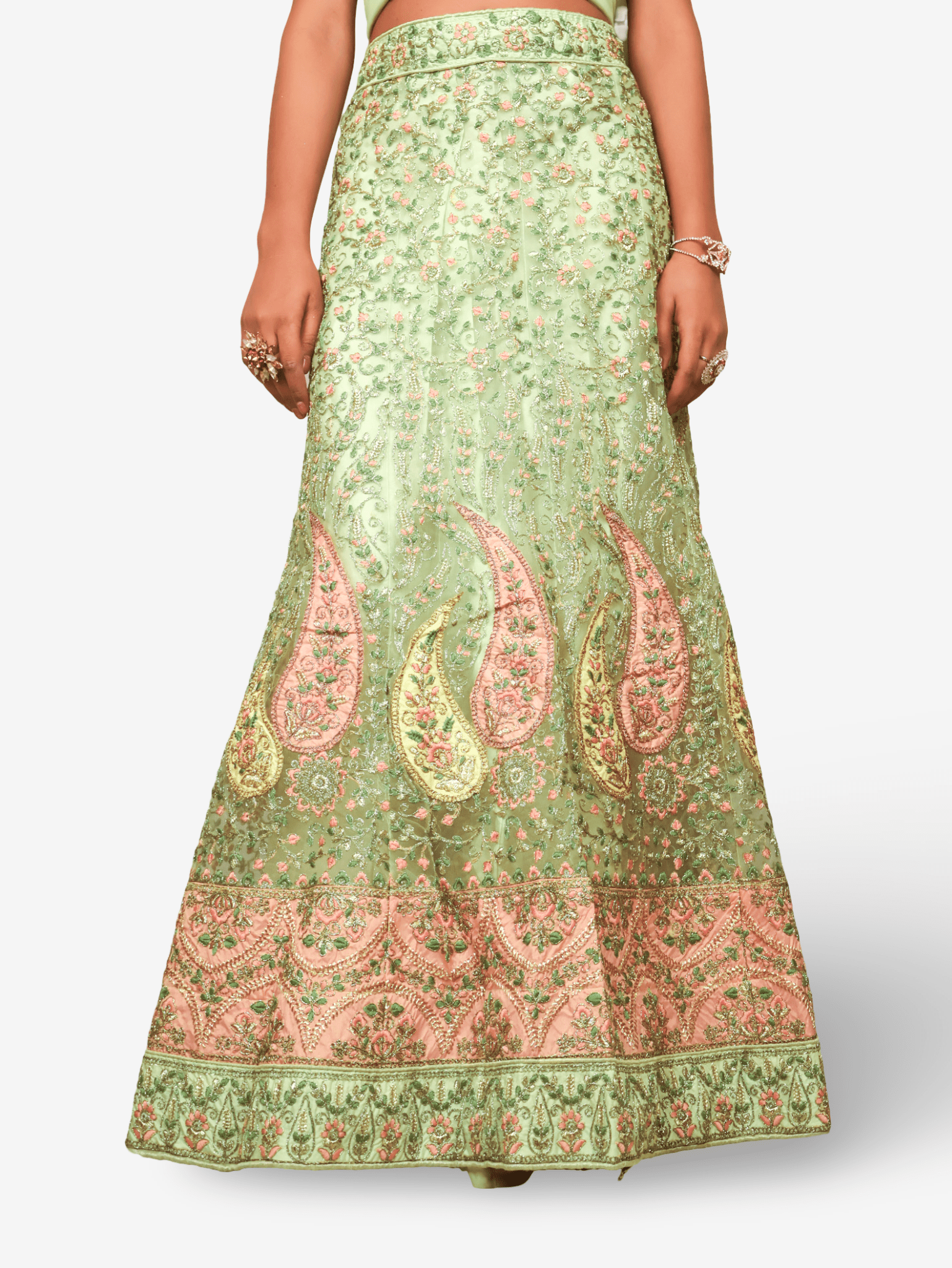 Semi - Stitched Lehenga with Embroidery & Zari Thread Work by Shreekama - UrbanNest Co