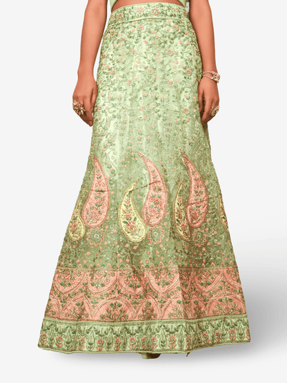 Semi - Stitched Lehenga with Embroidery & Zari Thread Work by Shreekama - UrbanNest Co