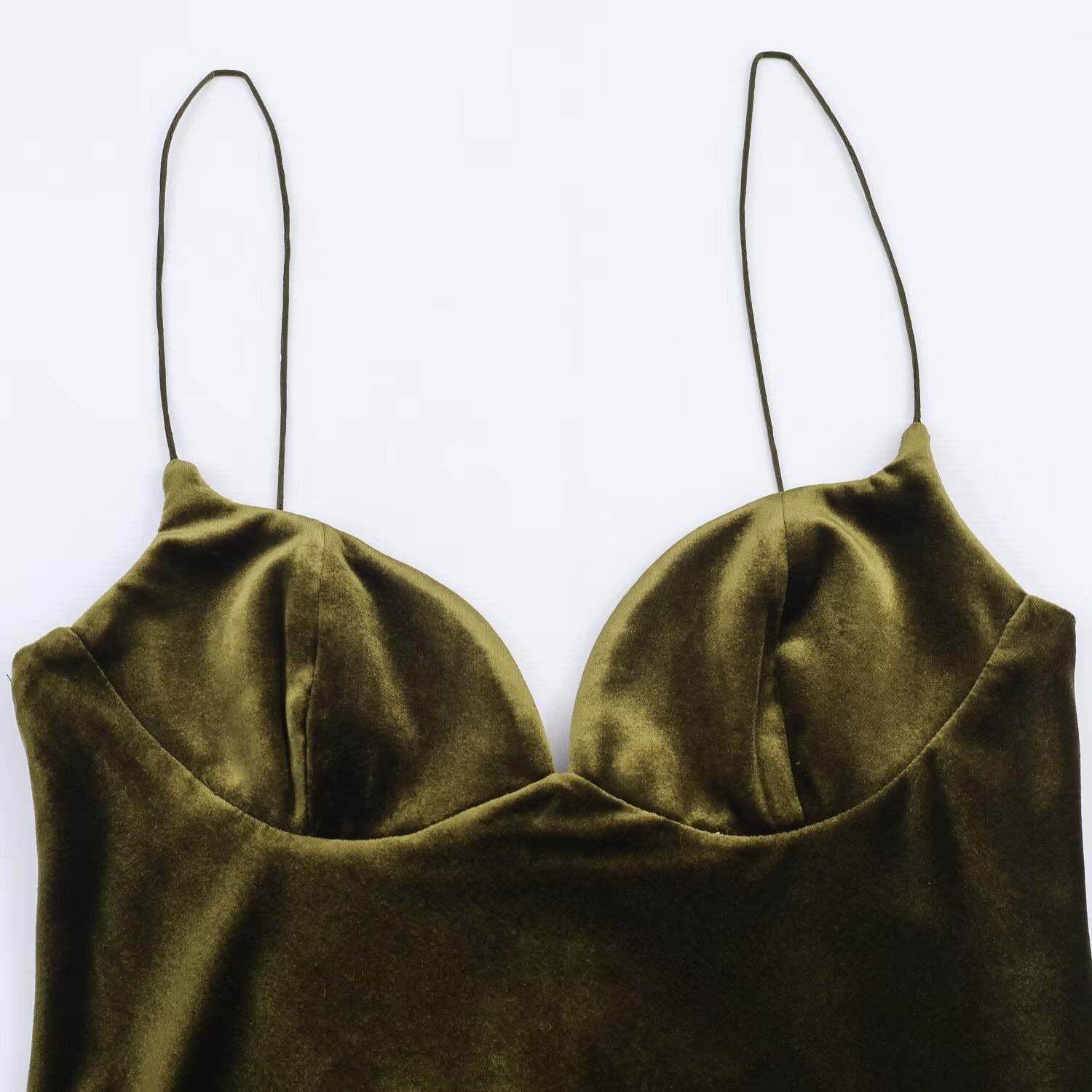 Simple solid color suspender velvet dress - UrbanNest Co