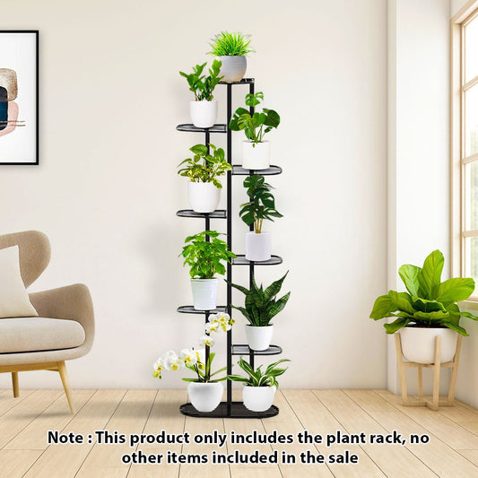 SOGA 8 Tier Black Metal Plant Rack for 9 Pots Home Garden - UrbanNest Co
