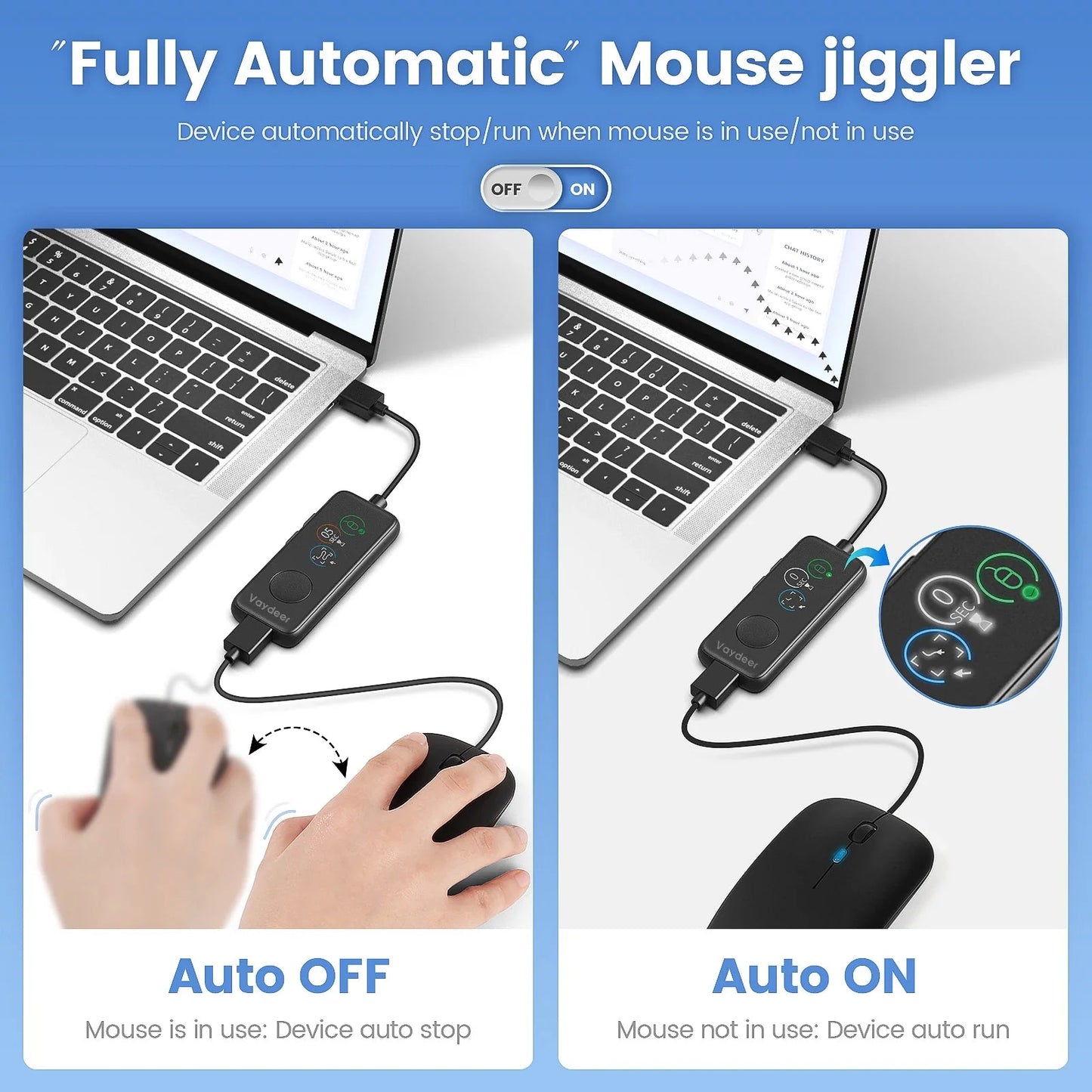 NNEOBA Fully Automatic USB Mouse Jiggler with HD Screen - UrbanNest Co