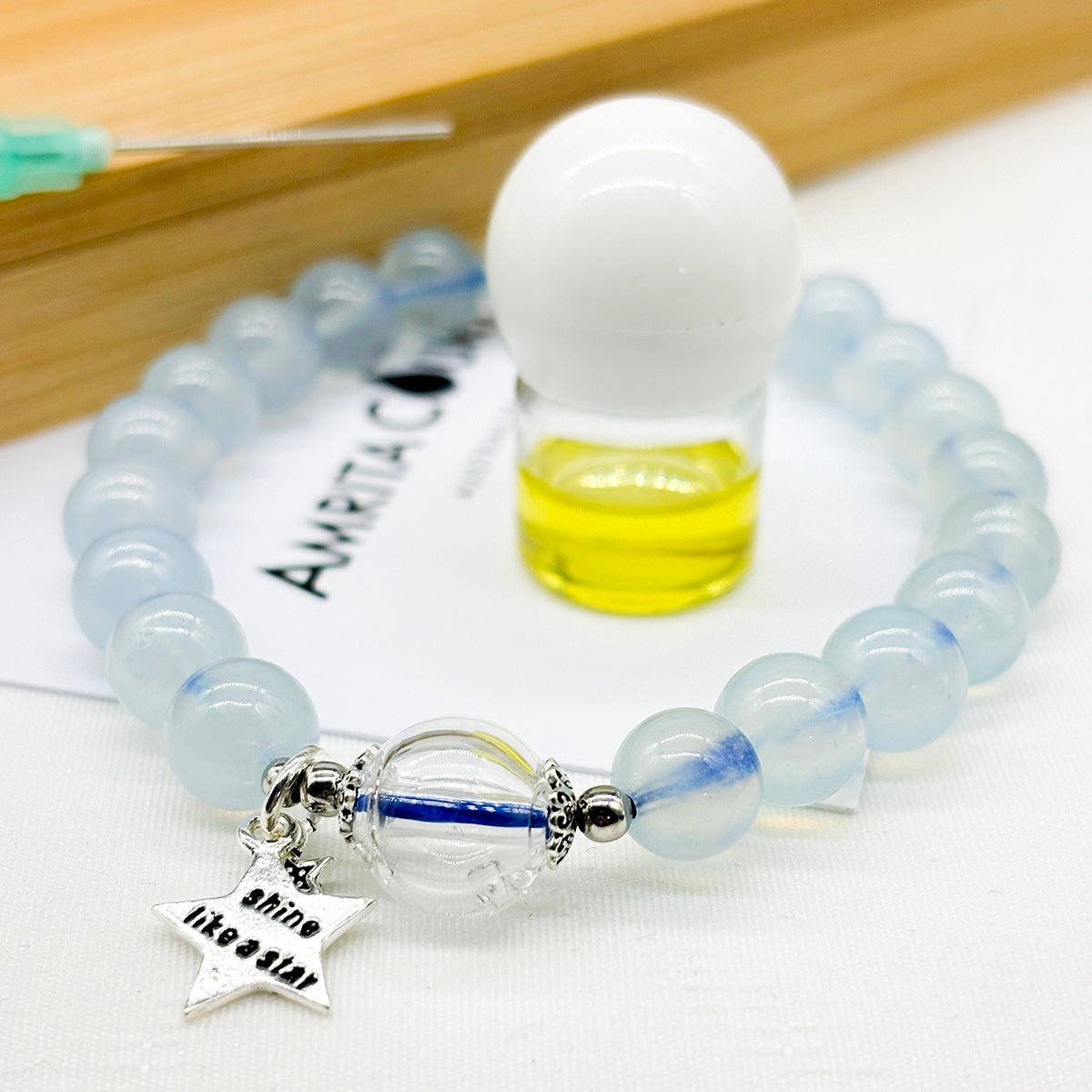 Sterling Silver Crystal Aroma Bracelet - Aquamarine | Energy & Healing | Diffuser Jewellery - UrbanNest Co