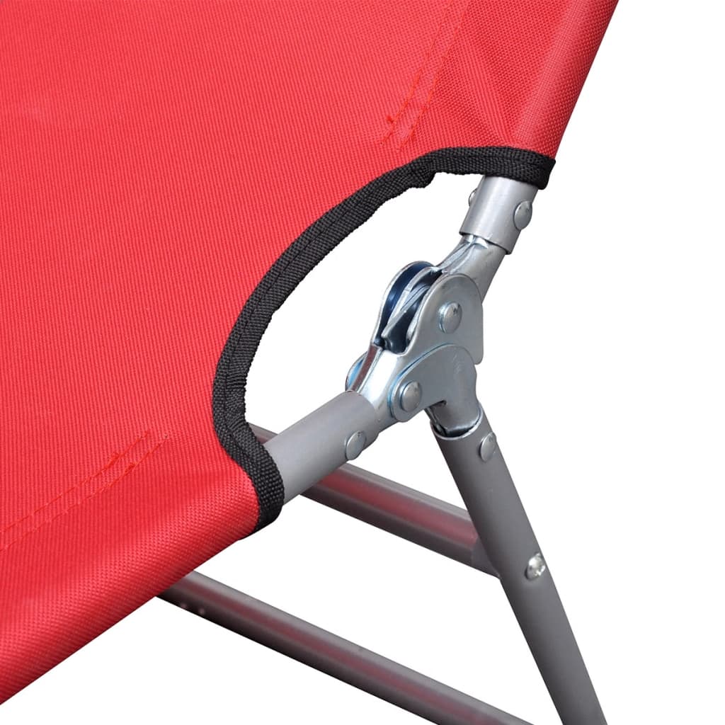 NNEVL Folding Sun Lounger Powder - coated Steel Red - UrbanNest Co