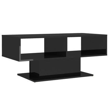 NNEVL Coffee Table High Gloss Black 103.5x50x44.5 cm Chipboard - UrbanNest Co