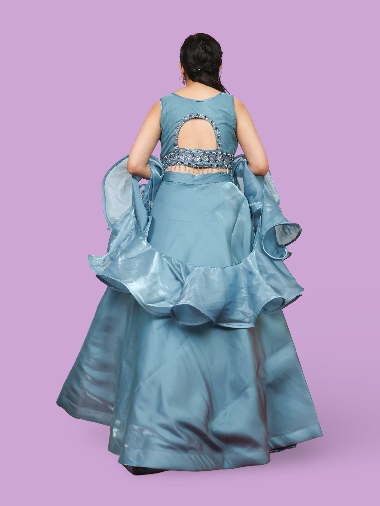 Sequin & Cut Dana Lehenga Choli Set - UrbanNest Co