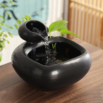 Wealth - Bringing Flowing Water Ornament, Ceramic Mini Desktop Decoration for Living Room - UrbanNest Co
