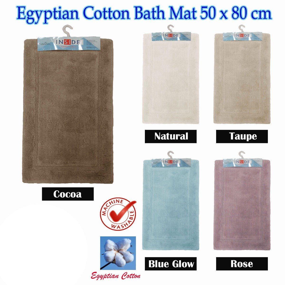NNEDSZ Egyptian Cotton Bath Mat 50x80 cm Taupe - UrbanNest Co