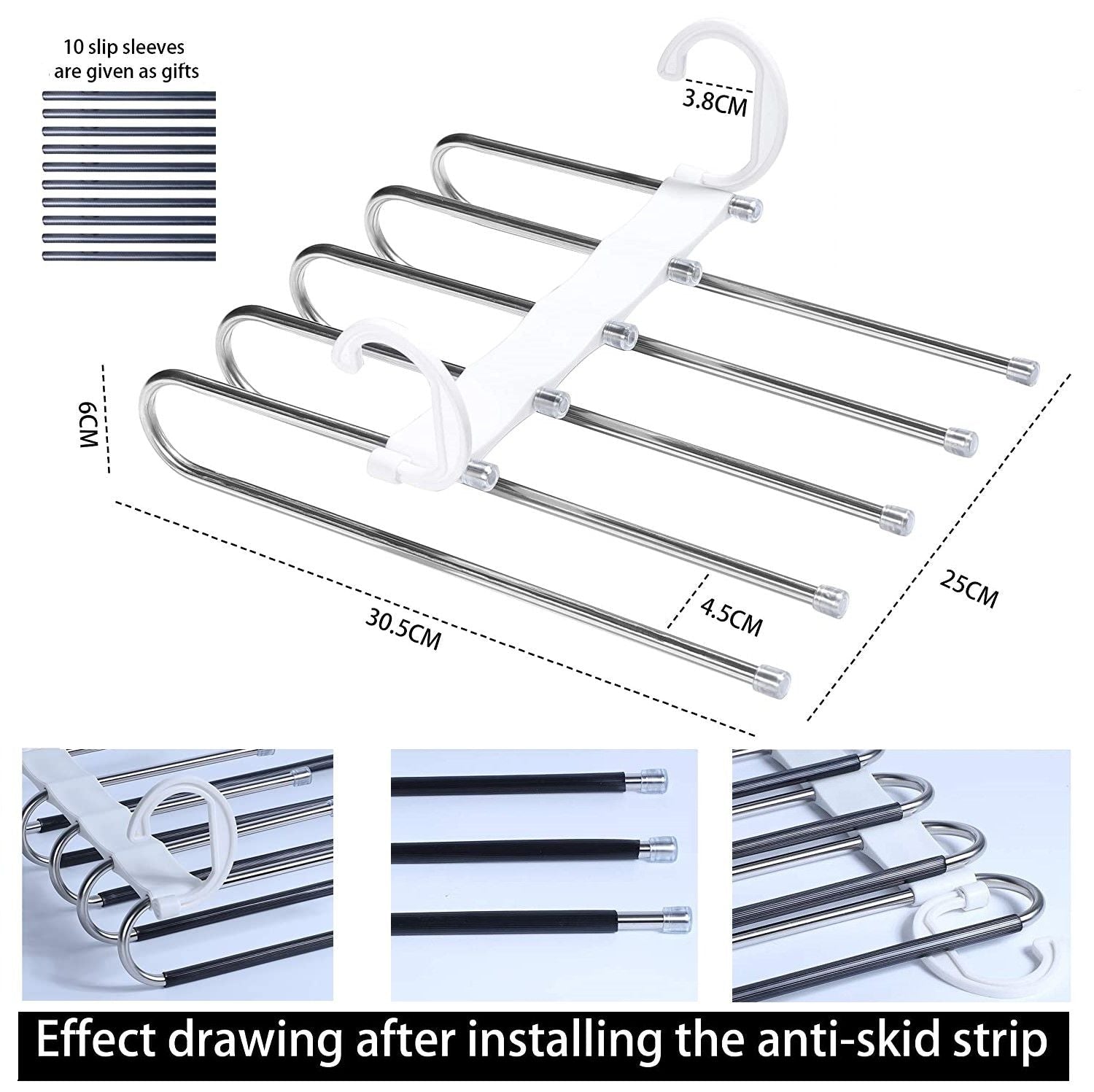 NNEDSZ 2 Pack Adjustable Multi - Layer 5 in 1 Pants Hanger for Wardrobe and Home Storage (White) - UrbanNest Co
