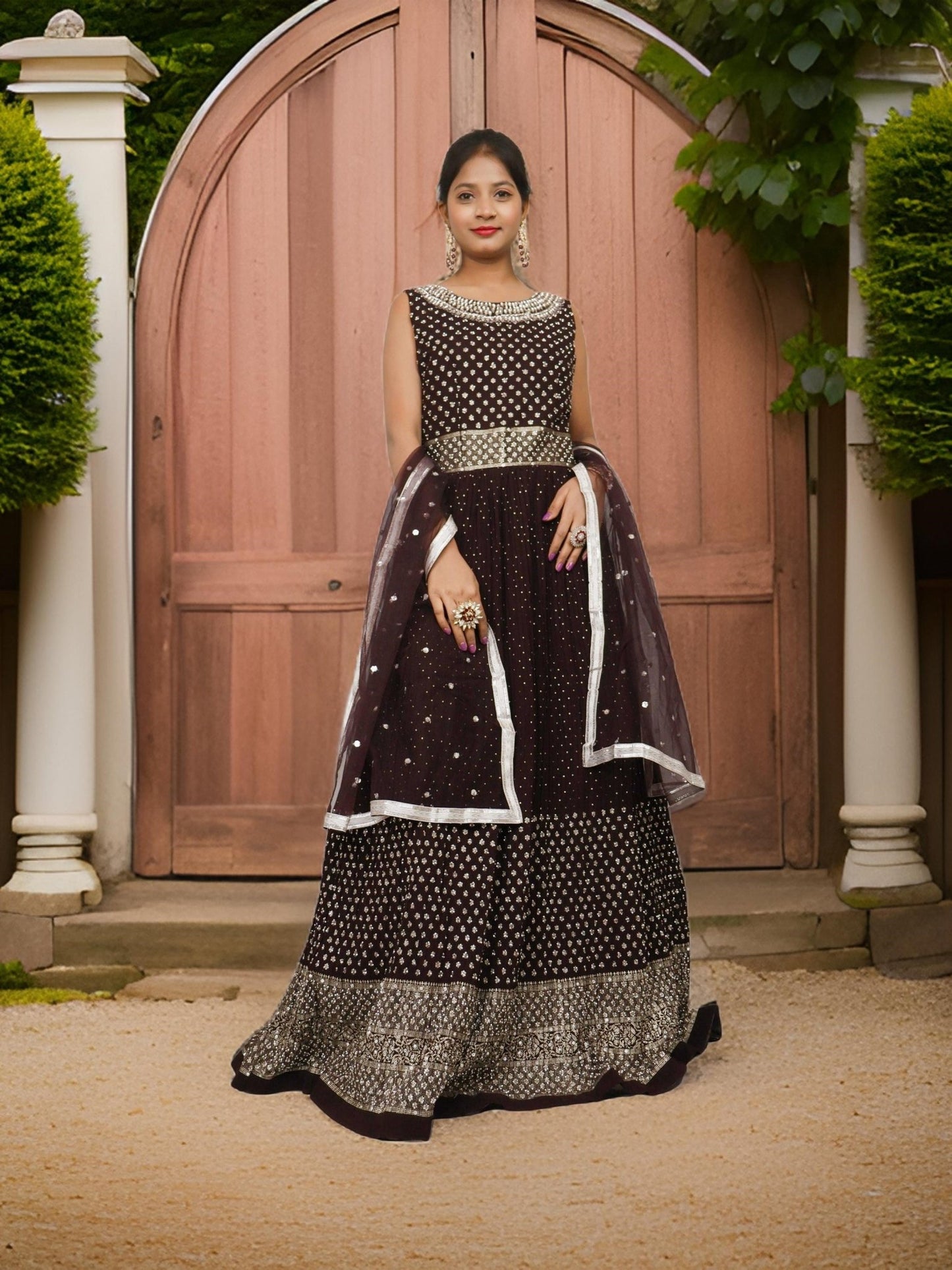 Gown with Stone & Kundan Work by Shreekama - UrbanNest Co