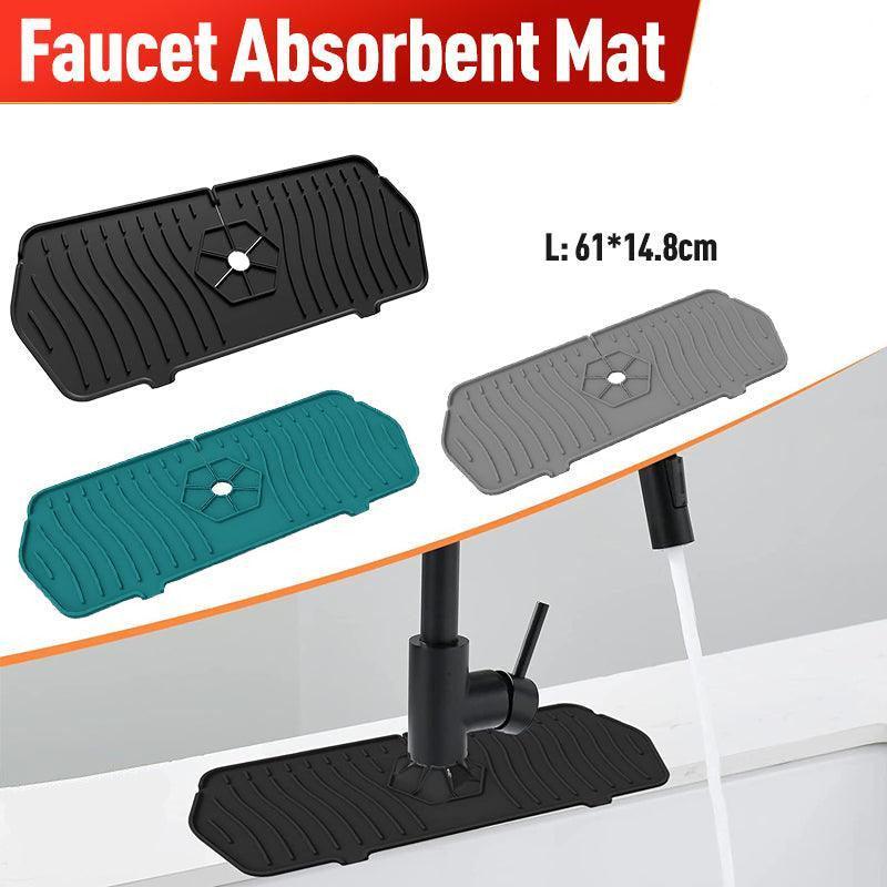 L Size Silicone Faucet Mat Kitchen Protector Faucet Absorbent Mat Sink Splash Guard - Grey - UrbanNest Co