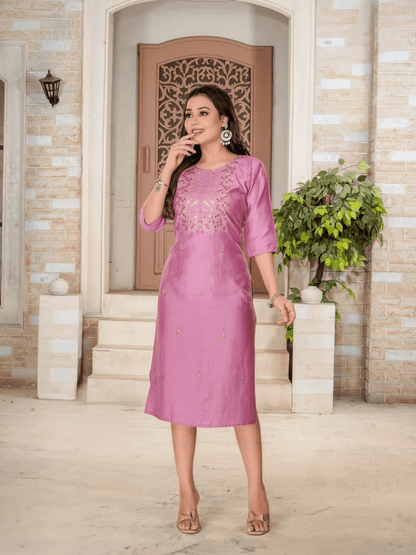 Cotton Kurti with Beautifully Embroidered Neckline - UrbanNest Co