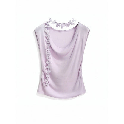 Clothing Decorative Sleeveless Vest Women Summer Inner Wear Plus Size Slim Fit Versatile Knit Top Purple Underwear - UrbanNest Co