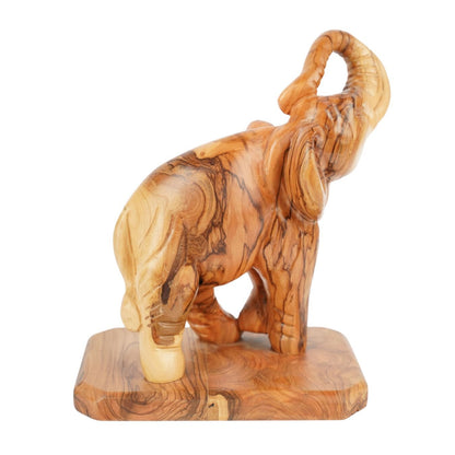 Handgeschnitzter Elefant aus Olivenholz – Exklusive Holzskulptur aus Bethlehem (20 cm) - UrbanNest Co