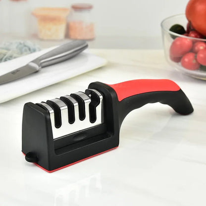Kitchen 4Segment Knife Sharpener Household Multi - Functional Hand - Held Three - Purpose Black Sharpening Stone - UrbanNest Co