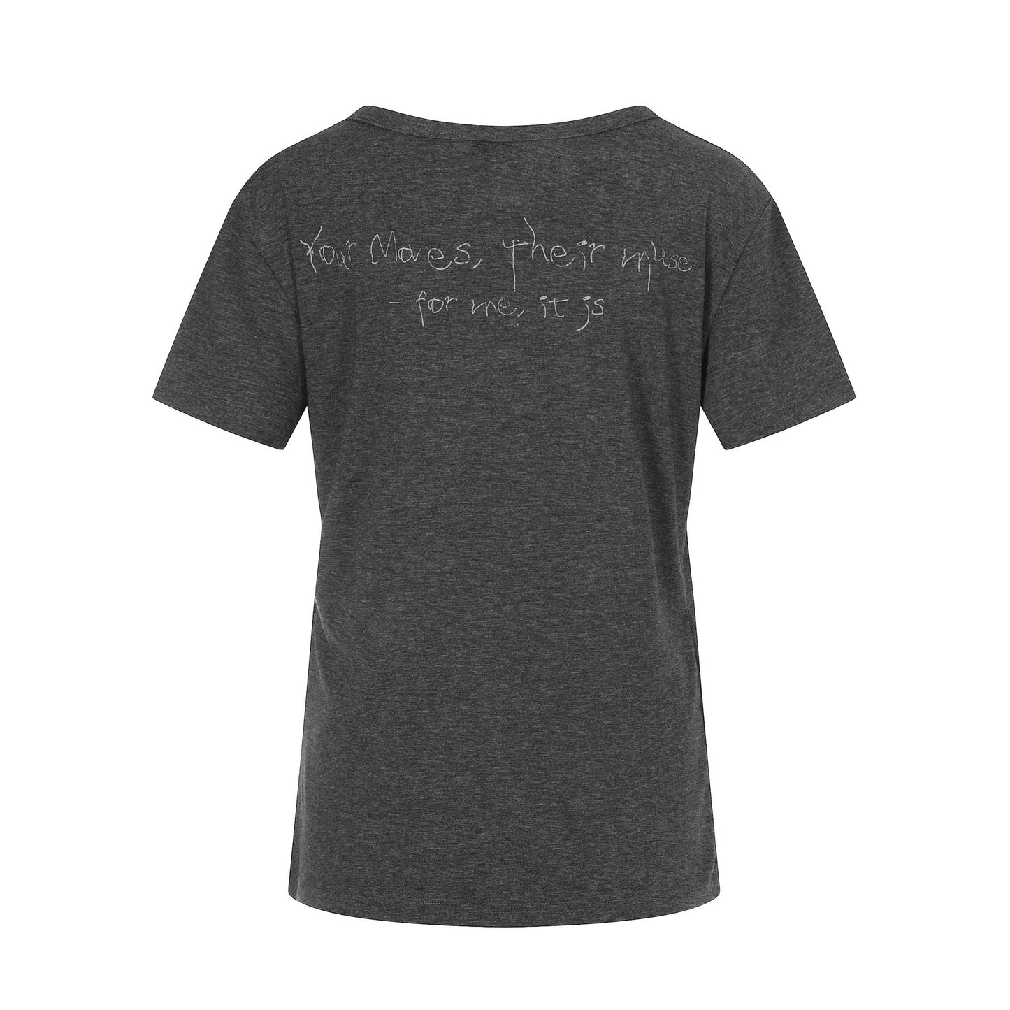 Portrait Print U - Neck T-Shirt Front and Back Letter Design Fitted Slim Fit Casual Short Sleeve Top - UrbanNest Co