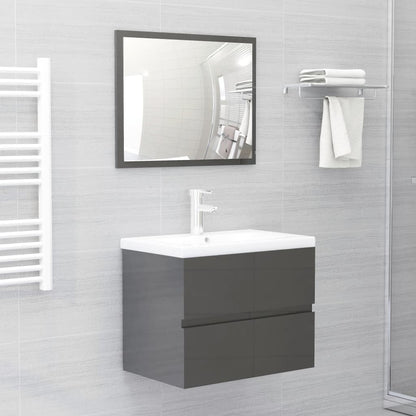 NNEVL 2 Piece Bathroom Furniture Set High Gloss Grey Chipboard - UrbanNest Co