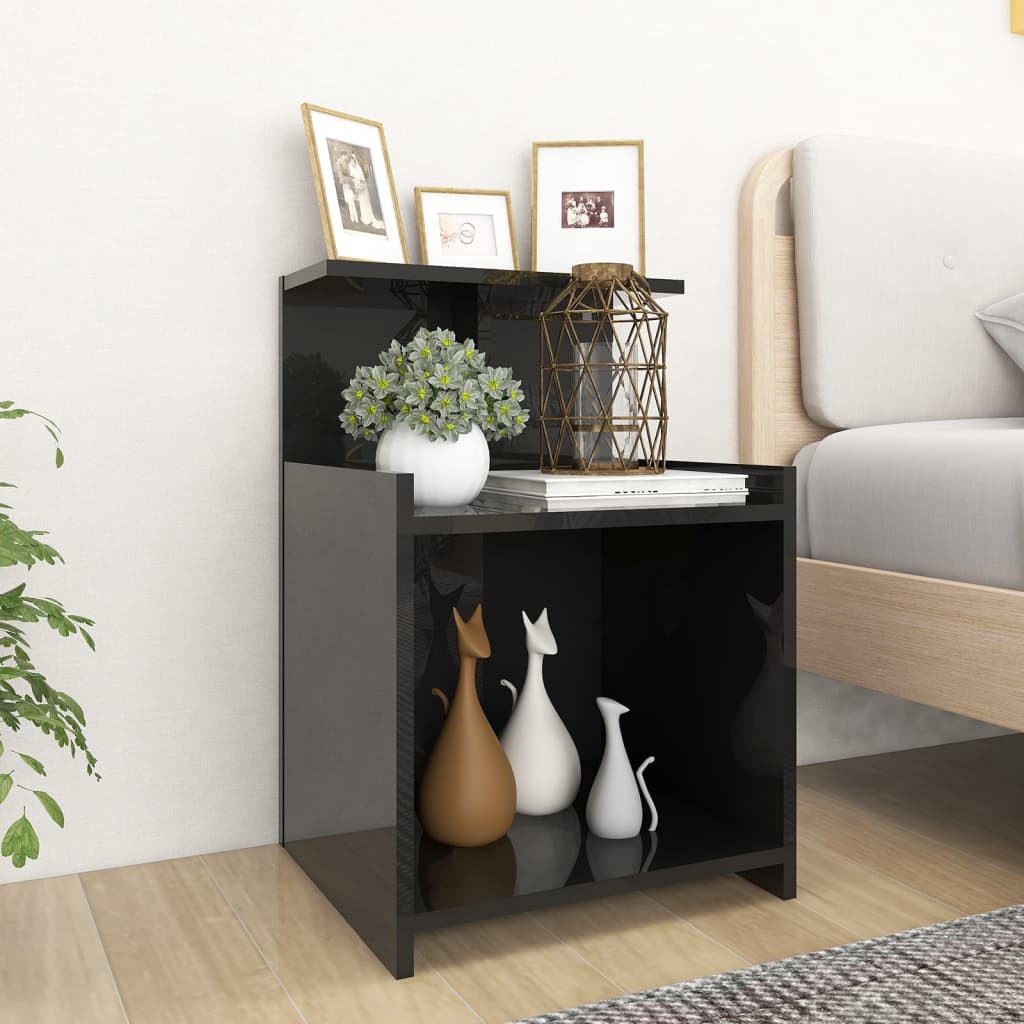 NNEVL Bed Cabinets 2 pcs High Gloss Black 40x35x60 cm Chipboard - UrbanNest Co