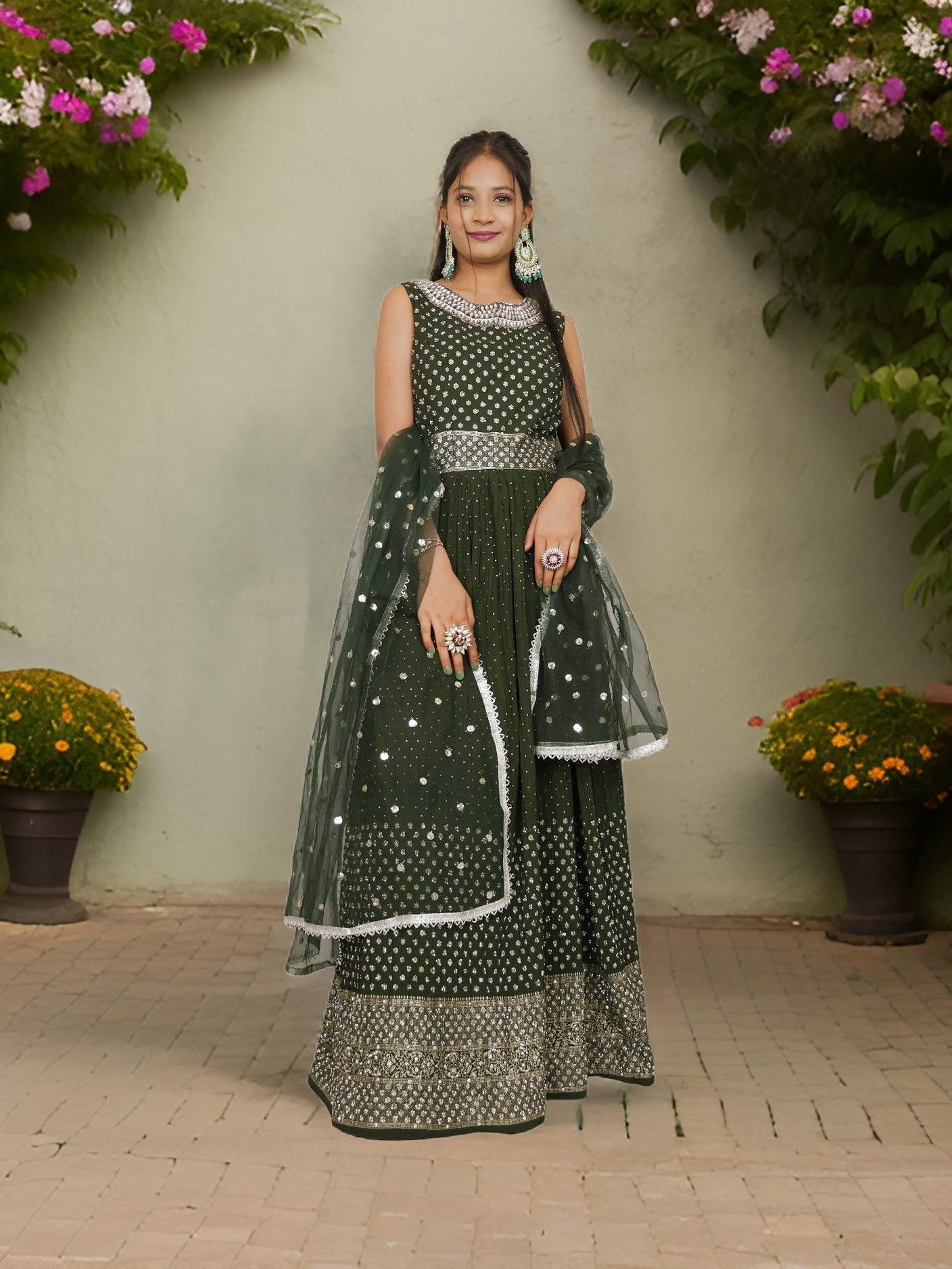 Gown with Stone & Kundan Work by Shreekama - UrbanNest Co