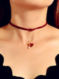 AU Stock Double Layers Red Cord Love Heart Fringe Necklace Tassel Pearl Choker - UrbanNest Co