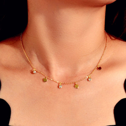 Gold Silver Chain Rhinestone Love Heart Disc Pendant Necklace Teens Party Gift - UrbanNest Co