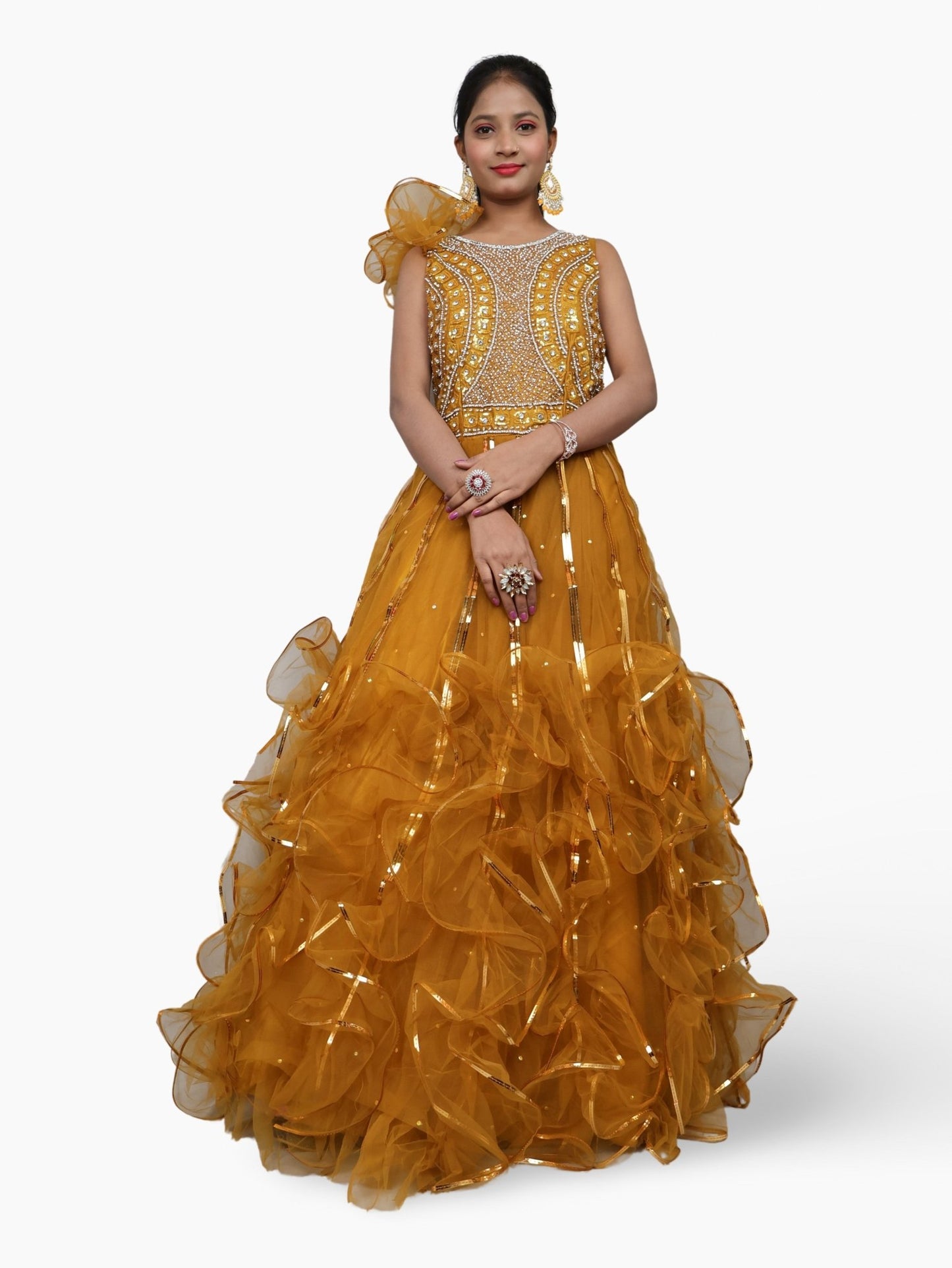 Gown with Cut Dana & Sequin Work by Shreekama - UrbanNest Co