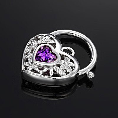 925 Sterling Silver Plated Purple Filigree Heart Locket - USA Made - UrbanNest Co