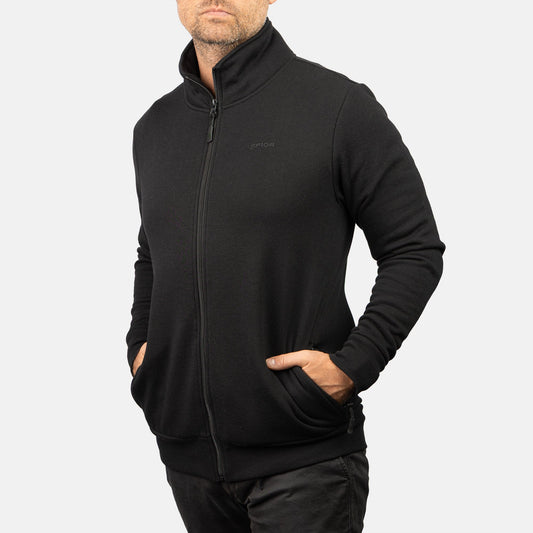 Perry Mens Full Zip Stand Collar Jacket - Black - UrbanNest Co