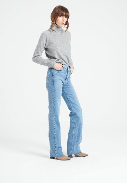 Pull col roulé femme en cachemire gris clair - LILLY 22 - UrbanNest Co