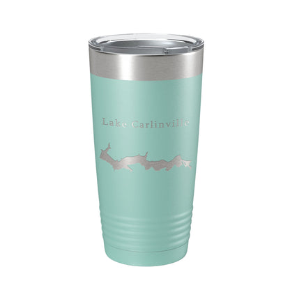 Lake Carlinville Map Tumbler Travel Mug Insulated Laser Engraved Coffee Cup Illinois 20 oz - UrbanNest Co