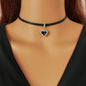 Black Heart Pendant Leather Cord Short Necklace Stylish Choker - UrbanNest Co