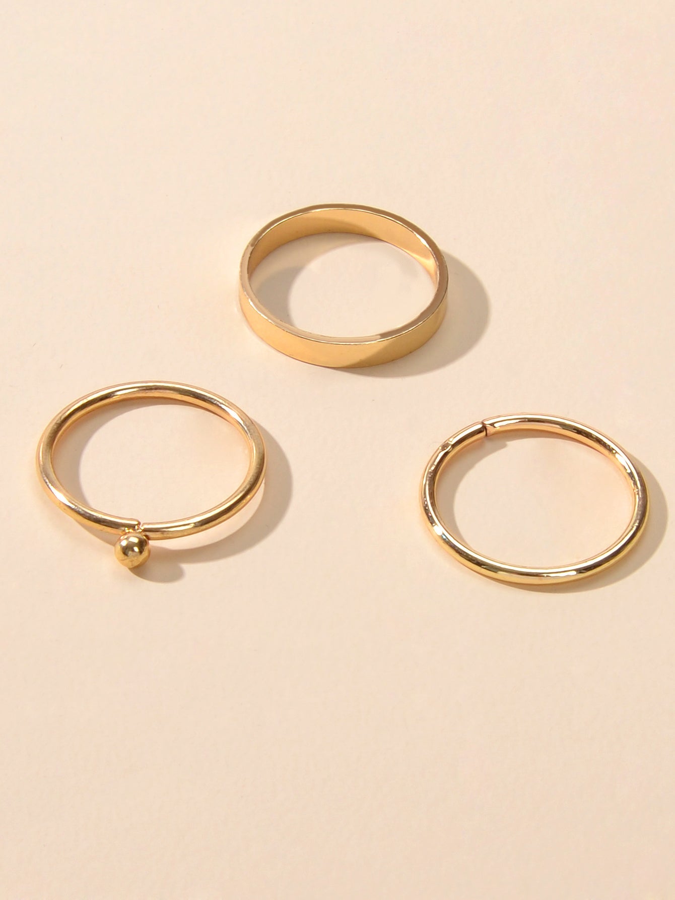 Stackable 3 pcs Gold Metal Minimalist Finger Ring set Multiple Rings Bulk Pack - UrbanNest Co